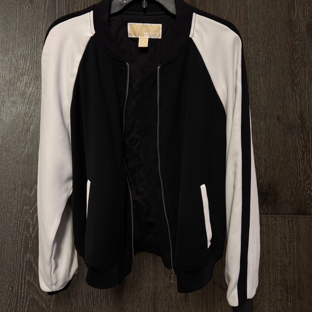 Michael Kors Black White Bomber Jacket